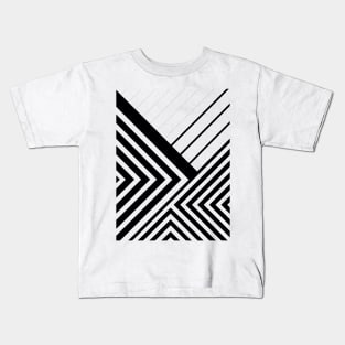 Black and White Geometric Lines Kids T-Shirt